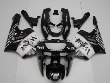 Purchase 1994-1997 Kawasaki ZX9R Motorcycle Fairings - Glossy Black White West Canada