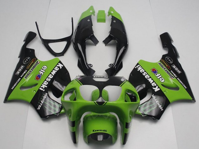 1996-2003 Kawasaki ZX7R Motorcycle Fairings - Green Glossy Black Monster Elf Canada