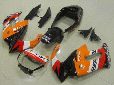 Purchase 1997-2005 Honda VTR1000F Motorcycle Fairings - Orange White Red Glossy Black Repsol Canada