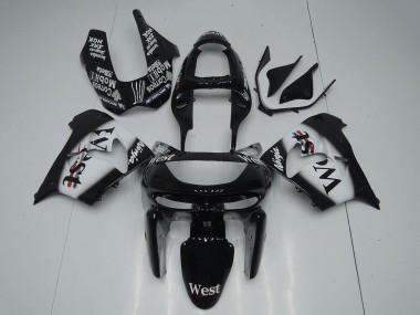 Purchase 1998-1999 Kawasaki ZX9R Motorcycle Fairings - Glossy Black White West Canada