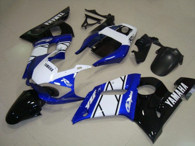 1998-2002 Yamaha YZF R6 Motorcycle Fairings - White Blue Glossy Black Champions Canada