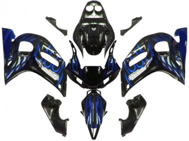 Purchase 1998-2002 Yamaha YZF 600 R6 Motorcycle Fairings - Glossy Black Blue Flame Canada