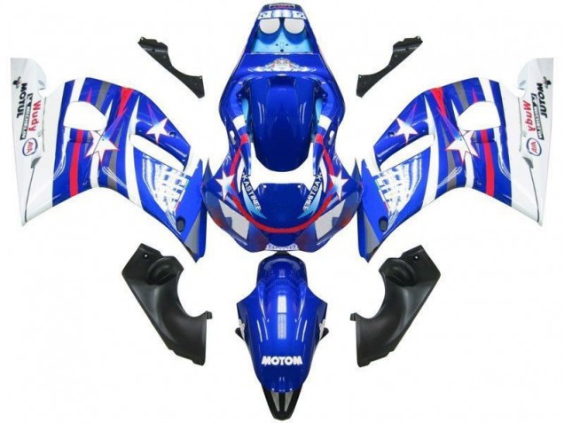 1998-2002 Yamaha YZF R6 Motorcycle Fairings - White Blue Red Fiat Motul Canada