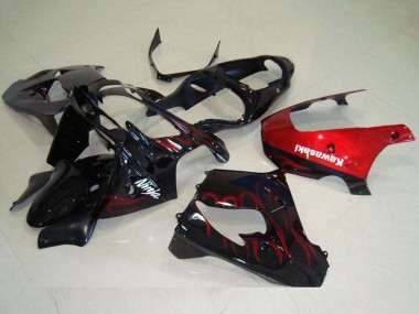 Purchase 2000-2001 Kawasaki ZX9R Motorcycle Fairing - Glossy Black Red Flame Canada