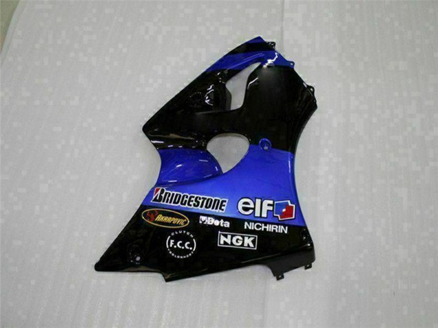 2000-2002 Kawasaki ZX6R Motorcycle Fairings - Blue Glossy Black Elf Bridgestone Canada