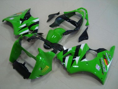 Purchase 2000-2002 Kawasaki ZX6R Motorcycle Fairings - Green White Glossy Black Canada