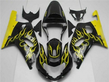 Purchase 2001-2003 Suzuki GSXR 600/750 Motorcycle Fairings - Glossy Black Yellow Flame Canada