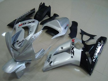 Purchase 2003-2004 Kawasaki ZX6R Motorcycle Fairings - Silver Glossy Black Canada