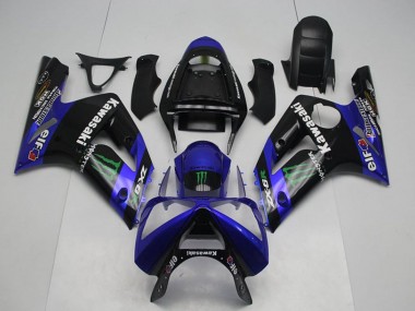 Purchase 2003-2004 Kawasaki ZX6R Motorcycle Fairings - Glossy Black Blue Green Monster Canada