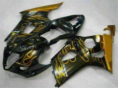 Purchase 2003-2004 Suzuki GSXR 1000 Motorcycle Fairings - Glossy Black Gold Flame Canada