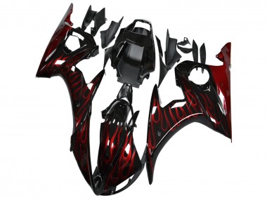 Purchase 2003-2004 Yamaha YZF R6 Motorcycle Fairing - Glossy Black Red Flame Canada