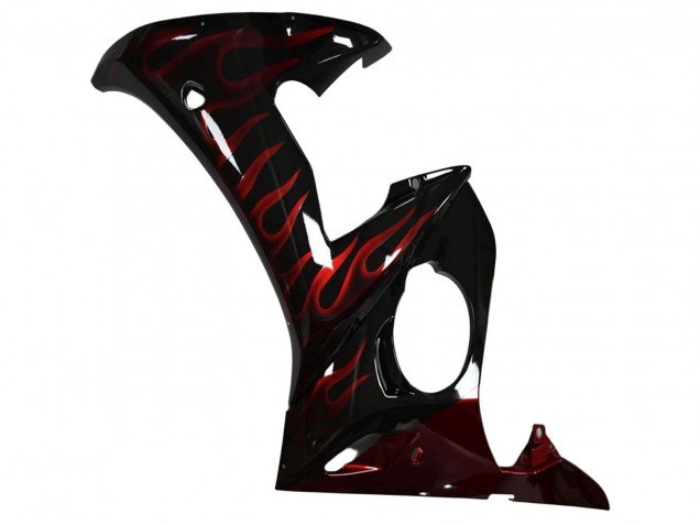 2003-2004 Yamaha YZF R6 Motorcycle Fairing - Glossy Black Red Flame Canada