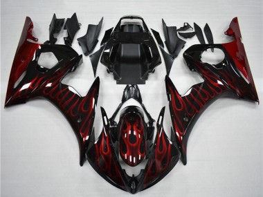 Purchase 2003-2004 Yamaha YZF R6 Motorcycle Fairing - Glossy Black Red Flame Canada