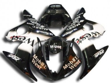 Purchase 2003-2004 Yamaha YZF R6 Motorcycle Fairings - Glossy Black White Mobil West Michelin Canada