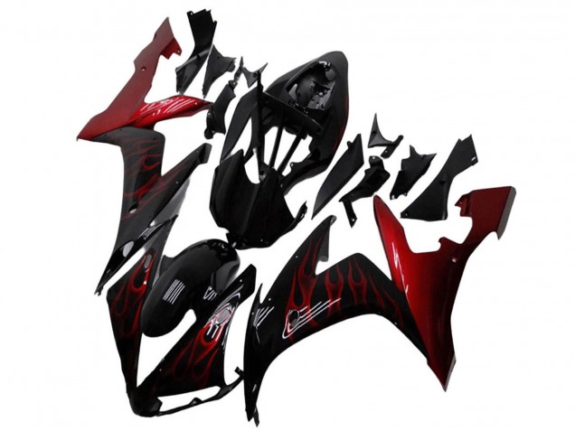 2004-2006 Yamaha YZF R1 Motorcycle Fairings - Glossy Black Red Flame Canada