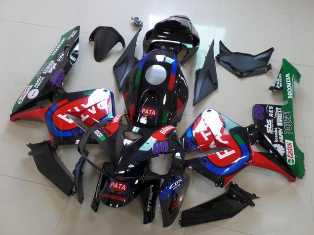 2005-2006 Honda CBR600RR Motorcycle Fairings - Black Red Green Pata Canada
