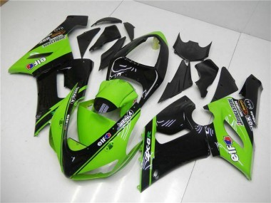 Purchase 2005-2006 Kawasaki ZX6R Motorcycle Fairings - Green Glossy Black Elf Canada