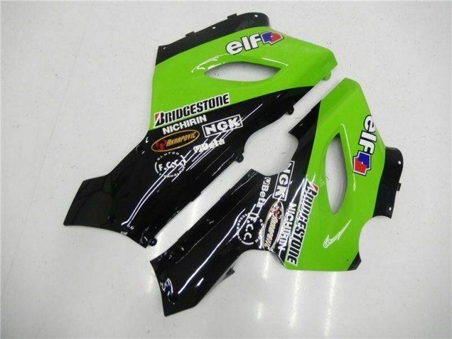 2005-2006 Kawasaki ZX6R Motorcycle Fairings - Green Glossy Black Elf Canada