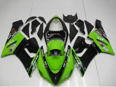 Purchase 2005-2006 Kawasaki ZX6R Motorcycle Fairings - Green Glossy Black Elf Canada