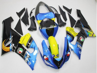 Purchase 2005-2006 Kawasaki ZX6R Motorcycle Fairings - Blue Yellow Black Shark Canada