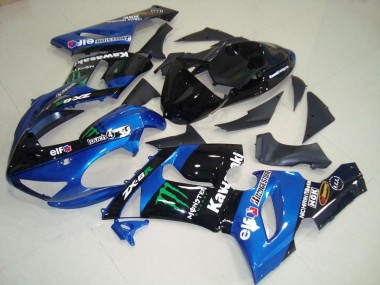 Purchase 2005-2006 Kawasaki ZX6R Motorcycle Fairings - Blue Glossy Black Green Monster Canada
