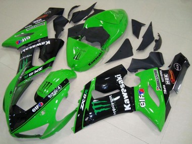 Purchase 2005-2006 Kawasaki ZX6R Motorcycle Fairings - Green Glossy Black Elf Monster Canada
