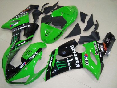 Purchase 2005-2006 Kawasaki ZX6R Motorcycle Fairings - Green Glossy Black Elf Monster Canada