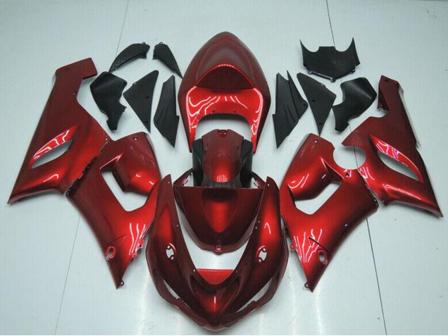 2005-2006 Kawasaki ZX6R Motorcycle Fairings - Candy Red Canada