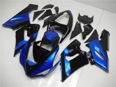 Purchase 2005-2006 Kawasaki ZX6R Motorcycle Fairing Kits - Blue Glossy Black Canada