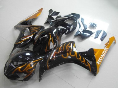 Purchase 2006-2007 Honda CBR1000RR Motorcycle Fairings - Glossy Black Gold Flame Canada