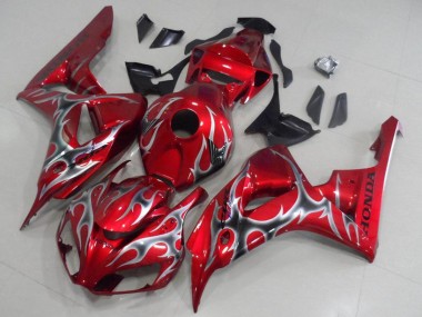 Purchase 2006-2007 Honda CBR1000RR Motorcycle Fairings - Red Black Silver Flame Canada