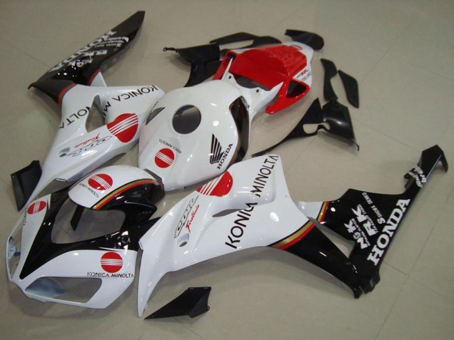 2006-2007 Honda CBR1000RR Motorcycle Fairing - White Red Glossy Black Konica Minolta Canada