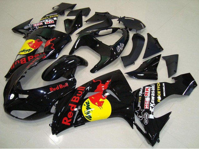 2006-2007 Kawasaki ZX10R Motorcycle Fairings - Glossy Black Yellow Red Bull Canada