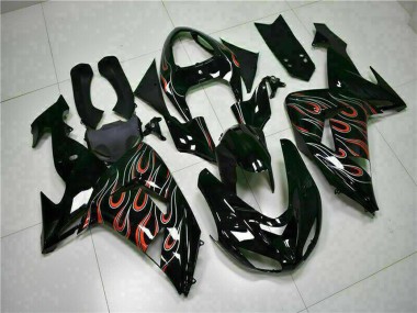 Purchase 2006-2007 Kawasaki ZX10R Motorcycle Fairing Kits - Glossy Black Red Flame Canada