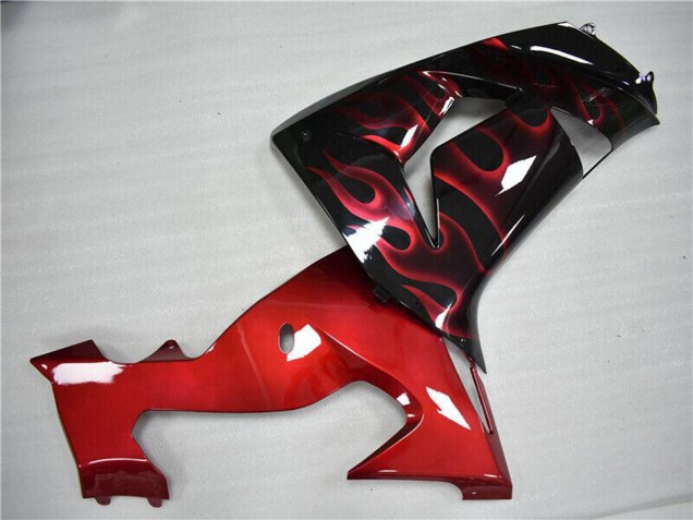 2006-2007 Kawasaki ZX10R Motorcycle Fairing - Glossy Black Red Flame Canada