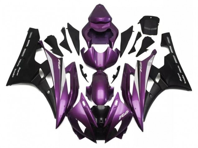 2006-2007 Yamaha YZF R6 Motorcycle Fairings - Purple Matte Black Santander Canada