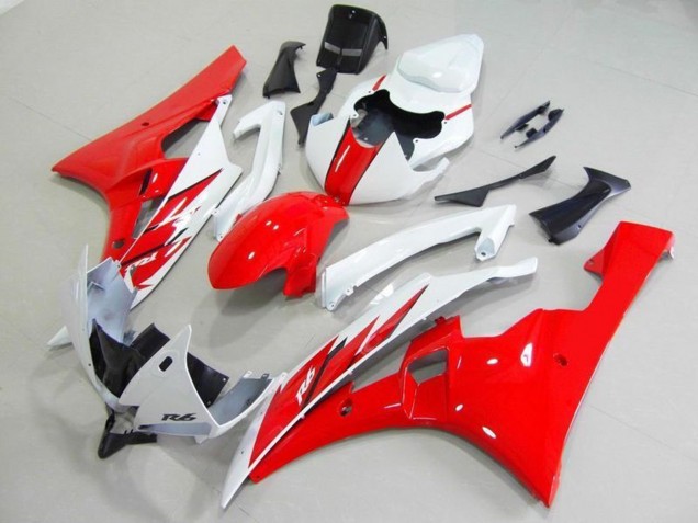 2006-2007 Yamaha YZF R6 Bike Fairings - White Red Canada