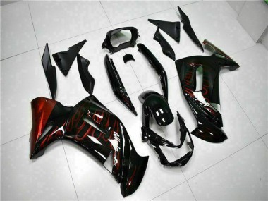 Purchase 2006-2008 Kawasaki EX650 Motorcycle Fairings - Glossy Black Red Flame Canada