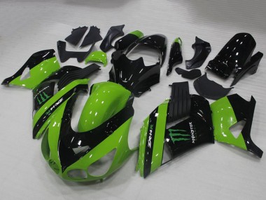 Purchase 2006-2011 Kawasaki ZX14R ZZR1400 Motorcycle Fairings - Green Glossy Black Monster Canada