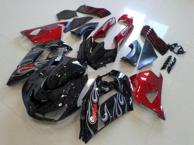 Purchase 2006-2011 Kawasaki ZX14R ZZR1400 Motorcycle Fairings - Red Glossy Black Silver Flame Canada