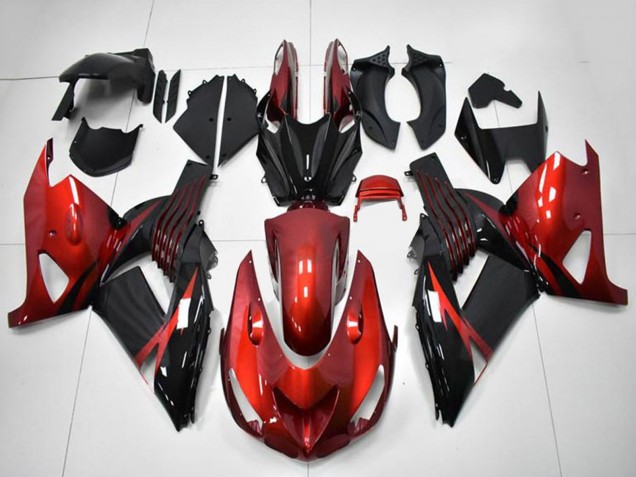 2006-2011 Kawasaki ZX14R ZZR1400 Motorcycle Fairings - Red Black Canada