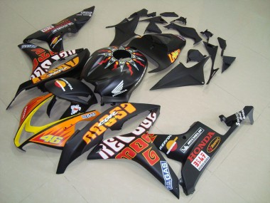Purchase 2007-2008 Honda CBR600RR Motorcycle Fairings - Matte Black Orange Yellow Rossi 46 Canada
