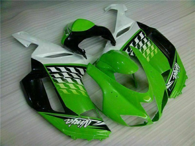 2007-2008 Kawasaki ZX6R Motorcycle Fairings - Green White Ninja Canada