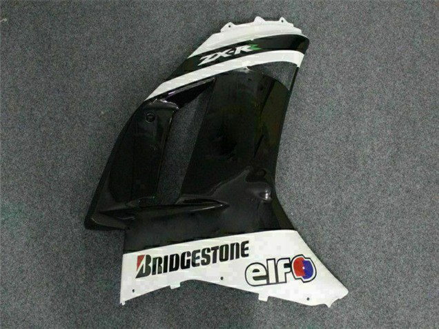 2007-2008 Kawasaki ZX6R Motorcycle Fairings - Black White Elf Canada