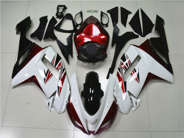 2007-2008 Kawasaki ZX6R Motorcycle Fairings - White Black Red Canada