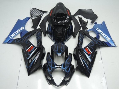 Purchase 2007-2008 Suzuki GSXR 1000 Motorcycle Fairing Kits - Glossy Black Blue Flame Canada