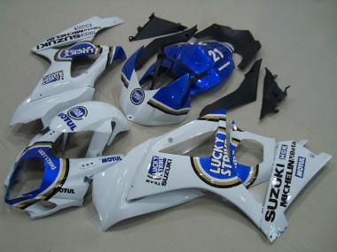 Purchase 2007-2008 Suzuki GSXR 1000 Motorcycle Fairings - White Blue Lucky Strike Canada