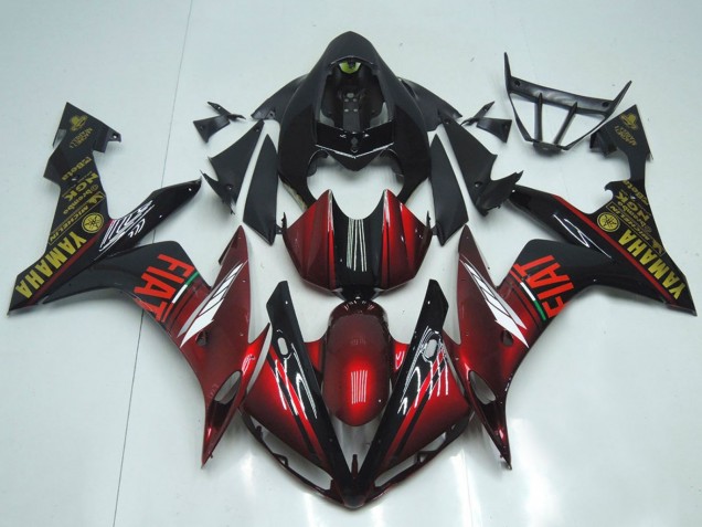 2007-2008 Yamaha YZF R1 Motorcycle Fairings - Maroon Red Black Fiat Canada