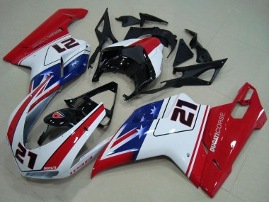 Purchase 2007-2014 Ducati 1198 Motorcycle Fairings - White Red Blue Glossy Black 21 Canada