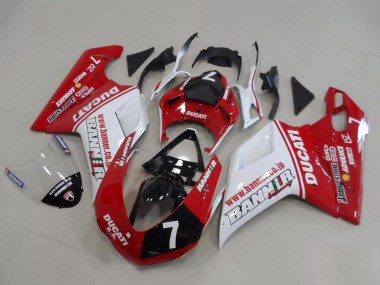Purchase 2007-2014 Ducati 848 1098 1198 Motorcycle Fairings - White Red Glossy Black Banner 7 Canada